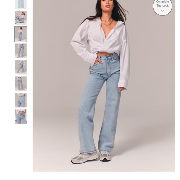 Abercrombie High Rise 90s Relaxed Jean Light - 34W Short - Picture 6 of 14